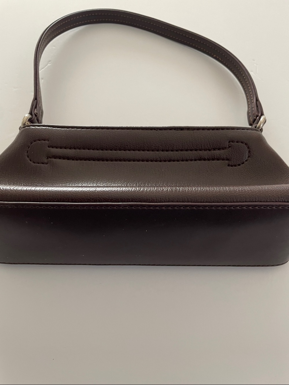 MONDANI- Brown Vegan Leather Small Mini Shoulder Bag silver Accents - Picture 3 of 7